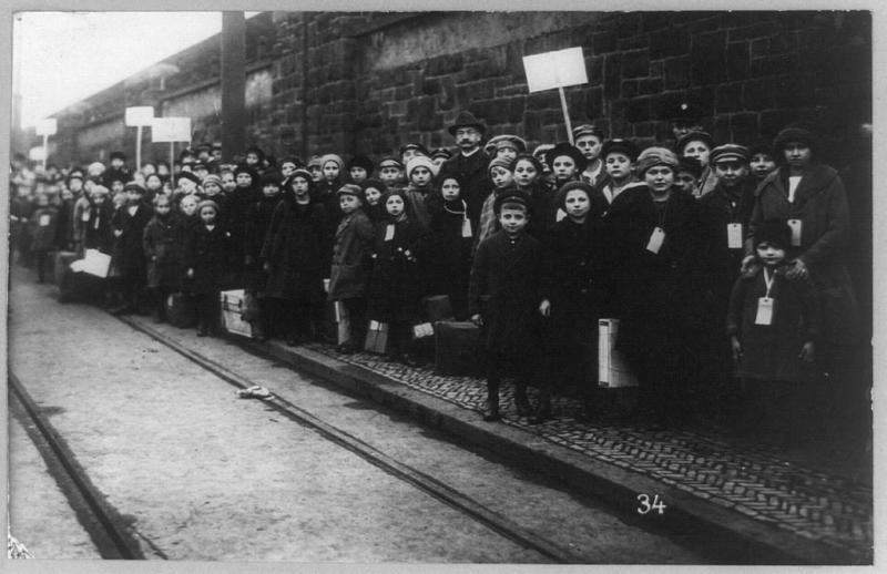 Strike in Lawrence, Massachusetts, with children posed on sidewalk Strike in Lawrence, Massachusetts, with children posed on sidewalk