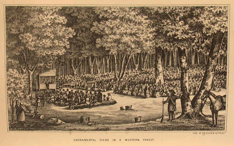 sacramental scene in a western forest