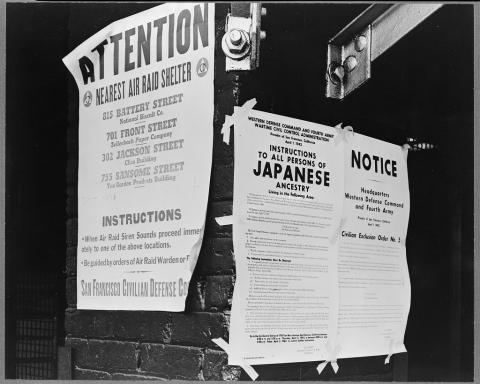 Poster announcing military evacuation of Japanese-Americans, 1942