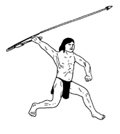 Hunter using an atlatl