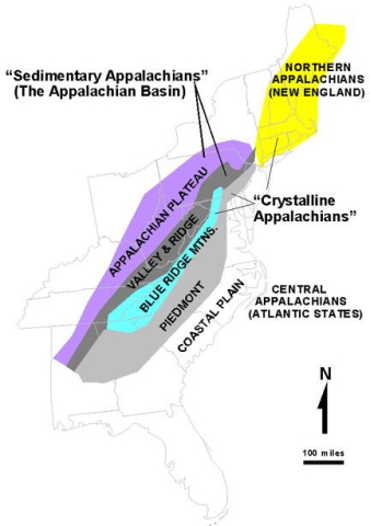Geologic regions of the Appalachains