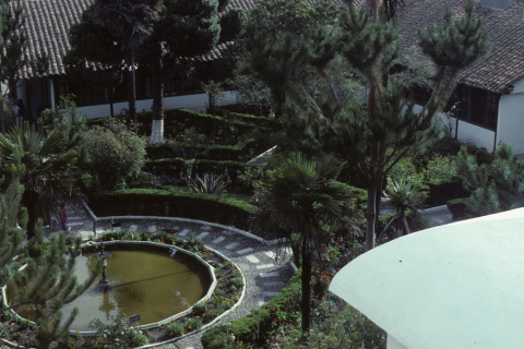 Courtyard of a colonial hacienda in Latacunga, Ecuador