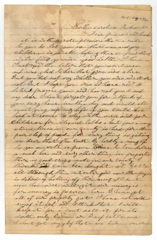 Elizabeth Watson to James Watson Oct 29 1861 (page 1 of 3)