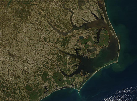 Map/satellite image of the NC coast/barrier islands