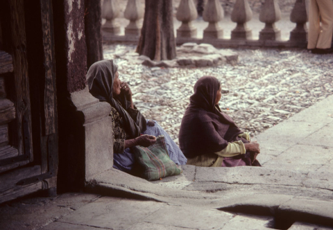 Mendicants in front of the church of Atotonilco, Mexico