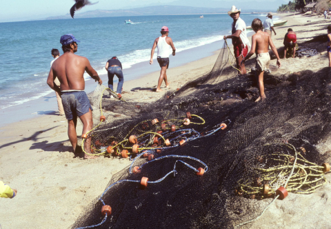 Fishing nets on the beach north of Puerto Vallarta, Mexico