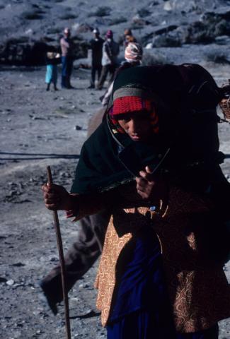 A pilgrim walking in Jomsom, Nepal