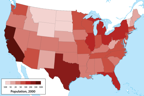 Population, by state, 2000