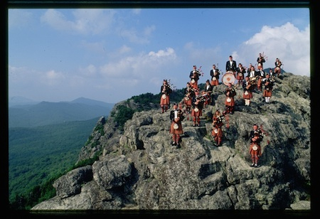 Scottish Pipe Band on the rocks