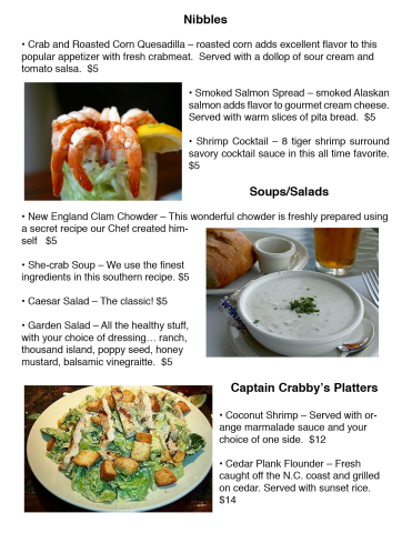 Student work: Seafood menu
