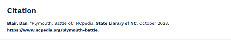 A small box labeled Citation. It names the article's author, title, and other publication information.